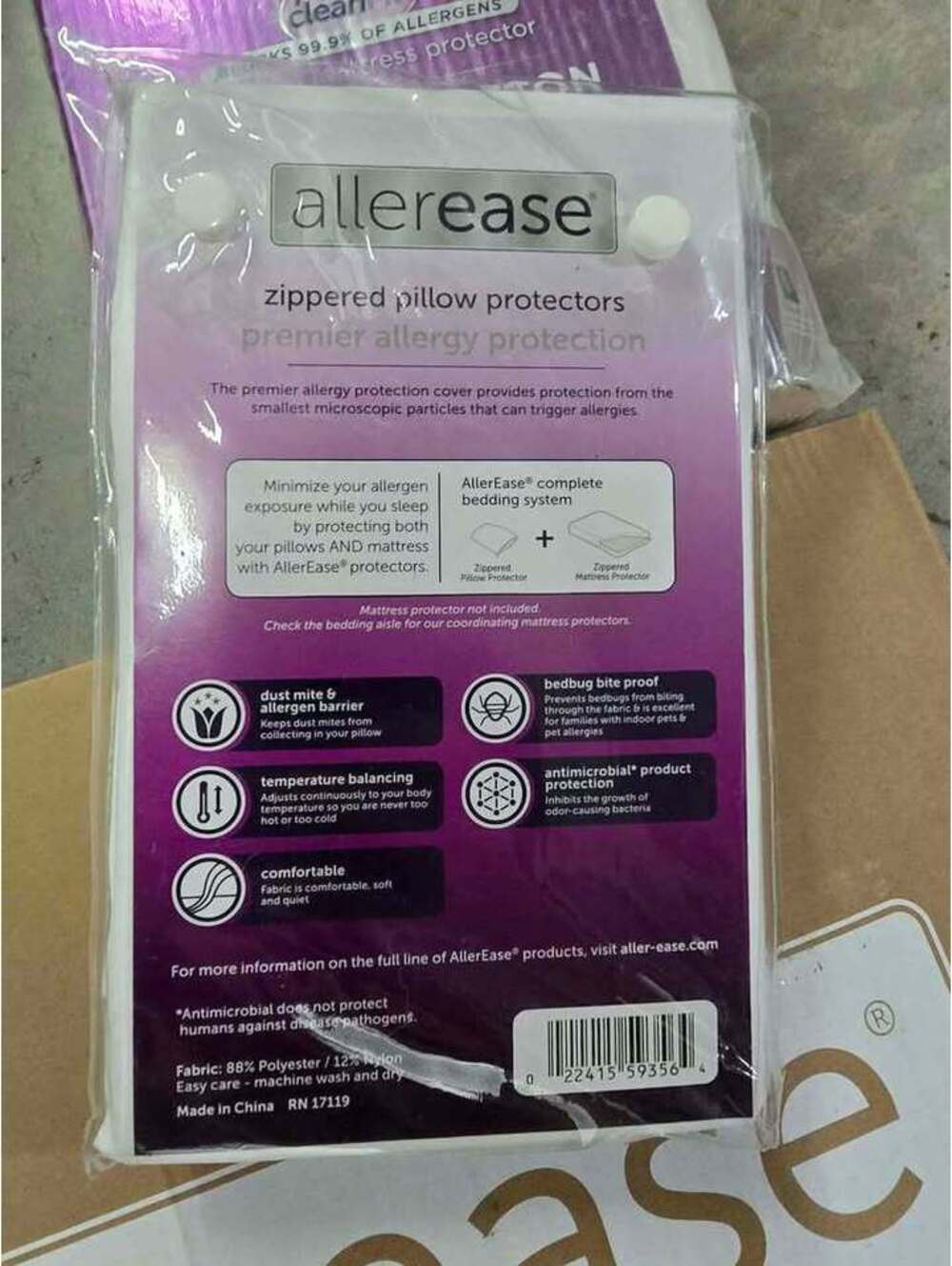 Allerease Queen Zippered Mattress Protector and 2-Pack Pillow Protectors and pad - Picture 7 of 9